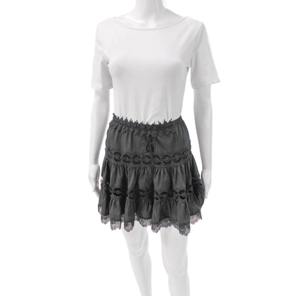 We're All Pretty Girls Women A-Line Mini Skirt Gray Cotton Drawstring Size S